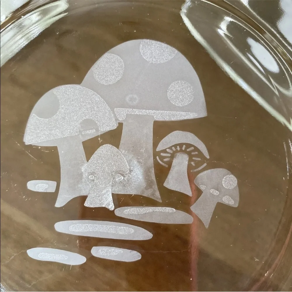 8 Mushroom Plate Vintage MCM Bonwit Teller 1950's Clear Glass Salad Dish SET - Picture 4 of 11